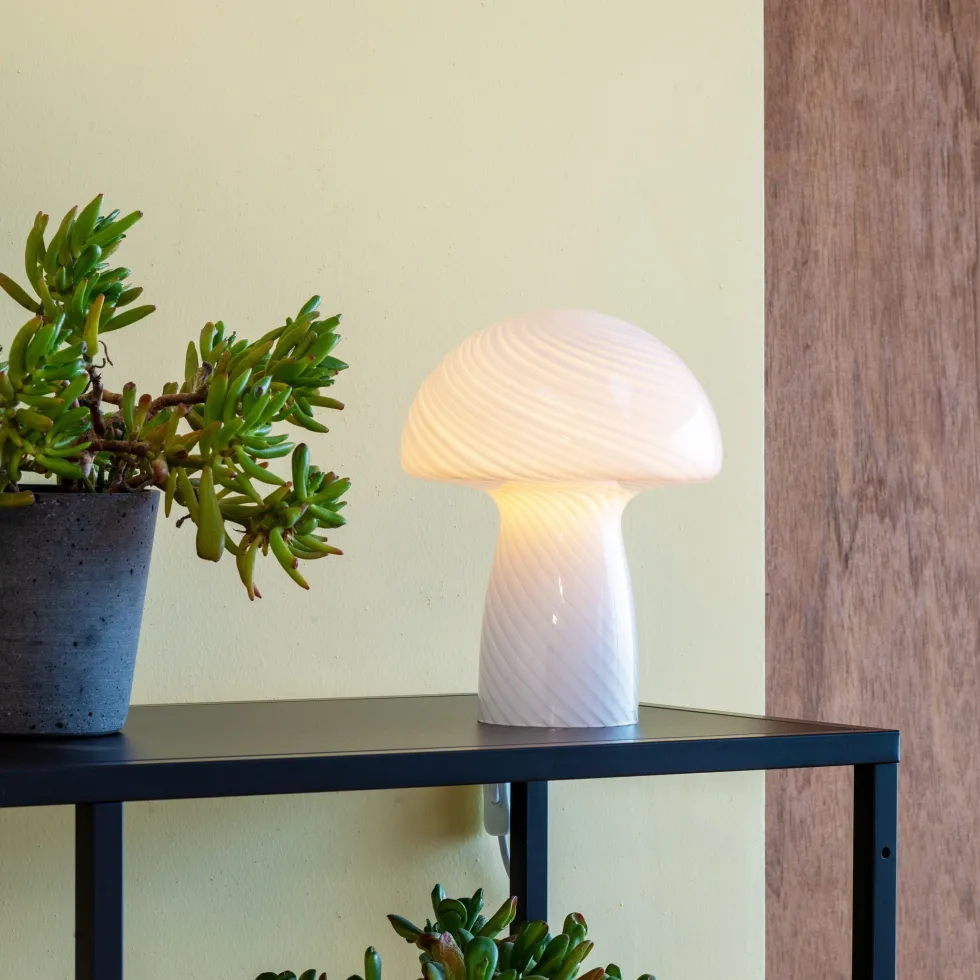 Lampe à poser en verre blanc champignon 18x23cm Jenny - Dyberg larsen