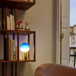 Lampe sans fil verte pied laiton Dipping Light - Marset