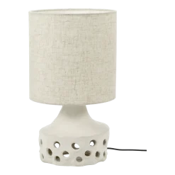 Lampe à table en grès blanc et abat-jour beige Oya 02 - Serax