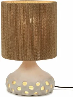 Lampe à table en grès blanc et abat-jour marron Oya 01 - Serax