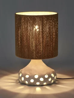Lampe à table en grès blanc et abat-jour marron Oya 01 - Serax
