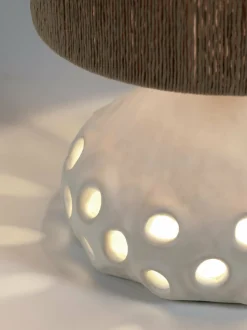 Lampe à table en grès blanc et abat-jour marron Oya 01 - Serax