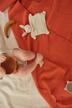 Lange en gaze de coton 90 x 90 cm orange abricot Les Petits - The Cool Republic