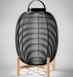 Lanterne d'extérieur noir avec pieds en teck H69 cm Tika - Vincent Sheppard