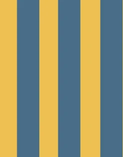 Lé de papier peint bleu et jaune Auguste 09 - Mues Design
