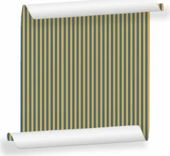 Lé de papier peint bleu et jaune Ernest 09 - Mues Design