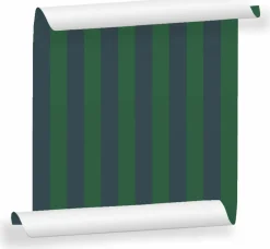 Lé de papier peint bleu nuit et vert sapin Auguste 18 - Mues Design