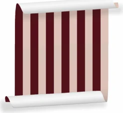 Lé de papier peint bordeaux et rose clair Auguste 06 - Mues Design