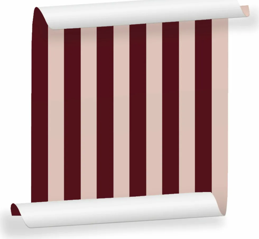 Lé de papier peint bordeaux et rose clair Auguste 06 - Mues Design