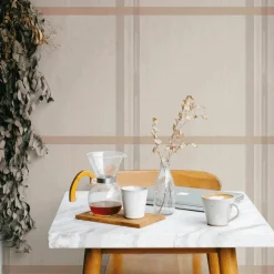 Lé de papier peint César rayures rose et prune - Mues Design