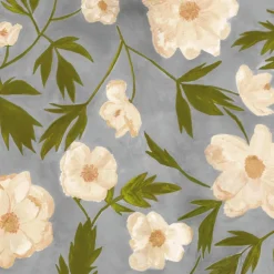 Lé de papier peint fleuri sur fond gris clair Aude - Mues Design