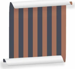 Lé de papier peint gris bleu et ocre rose Auguste 22 - Mues Design