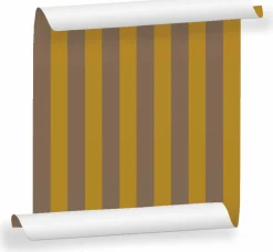 Lé de papier peint mocha et ocre jaune Auguste 16 - Mues Design