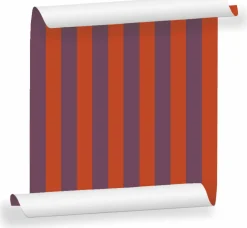 Lé de papier peint prune et orange fumée Auguste 14 - Mues Design