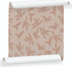 Lé de papier peint rose sur beige Loup - MUES Design