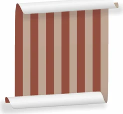 Lé de papier peint rose terracotta et beige poudré Auguste 12 - Mues Design