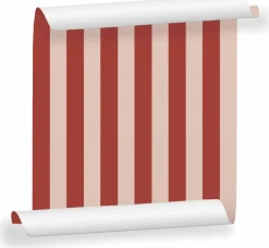 Lé de papier peint rouge brique et rose pâle Auguste 21 - Mues Design