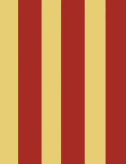 Lé de papier peint rouge cardinal et jaune clair Auguste 26 - Mues Design