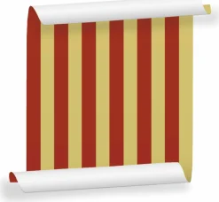 Lé de papier peint rouge cardinal et jaune clair Auguste 26 - Mues Design