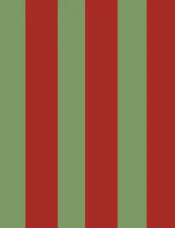 Lé de papier peint rouge cardinal et vert sauge Auguste 27 - Mues Design