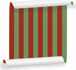 Lé de papier peint rouge cardinal et vert sauge Auguste 27 - Mues Design