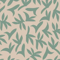 Lé de papier peint vert sur beige Loup - MUES Design