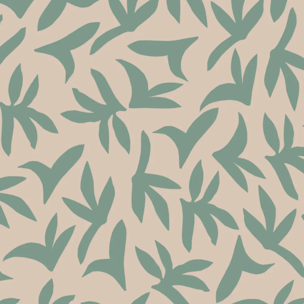 Lé de papier peint vert sur beige Loup - MUES Design