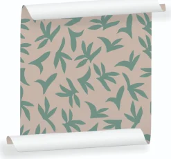 Lé de papier peint vert sur beige Loup - MUES Design