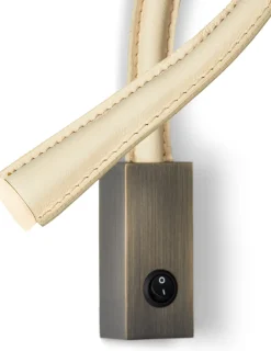 Liseuse en cuir ivoire et bronze avec interrupteur 60 cm Flexiled - Contardi