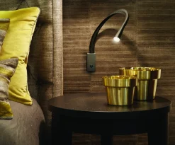 Liseuse en cuir marron foncé et bronze avec interrupteur 60 cm Flexiled - Contardi