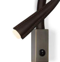 Liseuse en cuir marron foncé et bronze avec interrupteur 60 cm Flexiled - Contardi