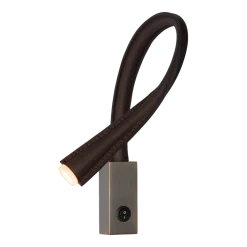 Liseuse en cuir marron foncé et bronze avec interrupteur 60 cm Flexiled - Contardi