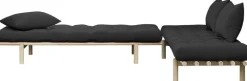 Lit de jour en bois naturel et coton noir Pace - Karup Design