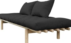 Lit de jour en bois naturel et coton noir Pace - Karup Design