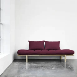 Lit de jour en bois naturel et coton violet Pace - Karup Design
