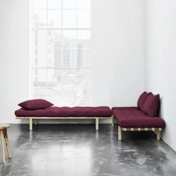 Lit de jour en bois naturel et coton violet Pace - Karup Design