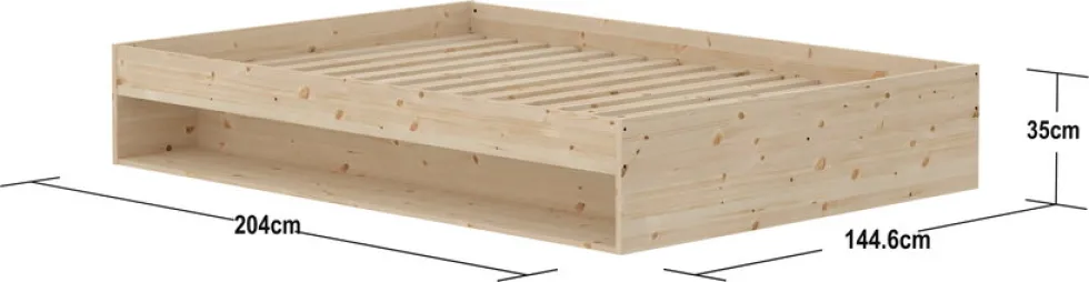 Lit double avec étagère en pin solide 140x200cm Grow - Flexa