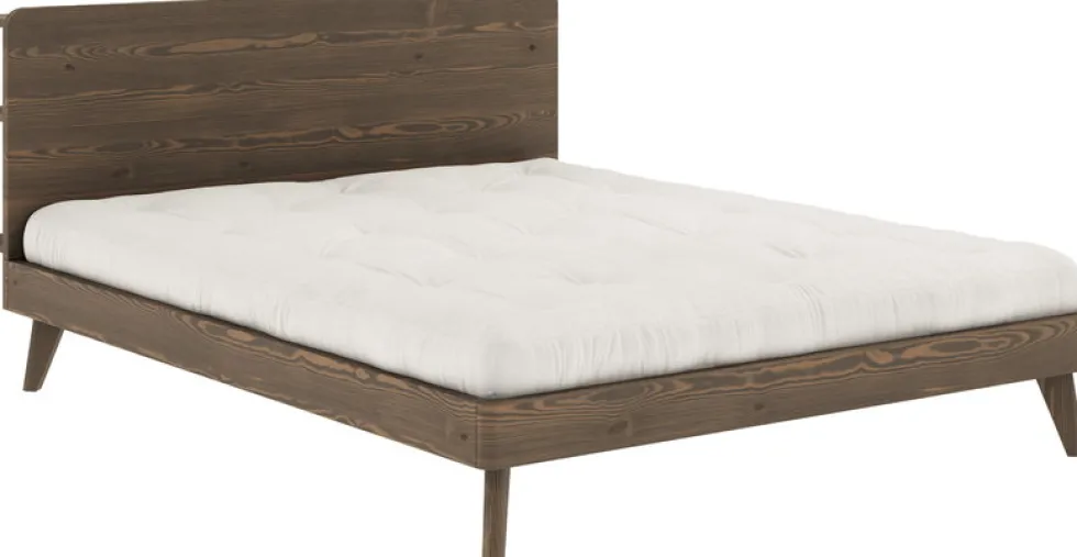Lit en pin foncé laqué 160 x 200 cm Retreat - Karup Design