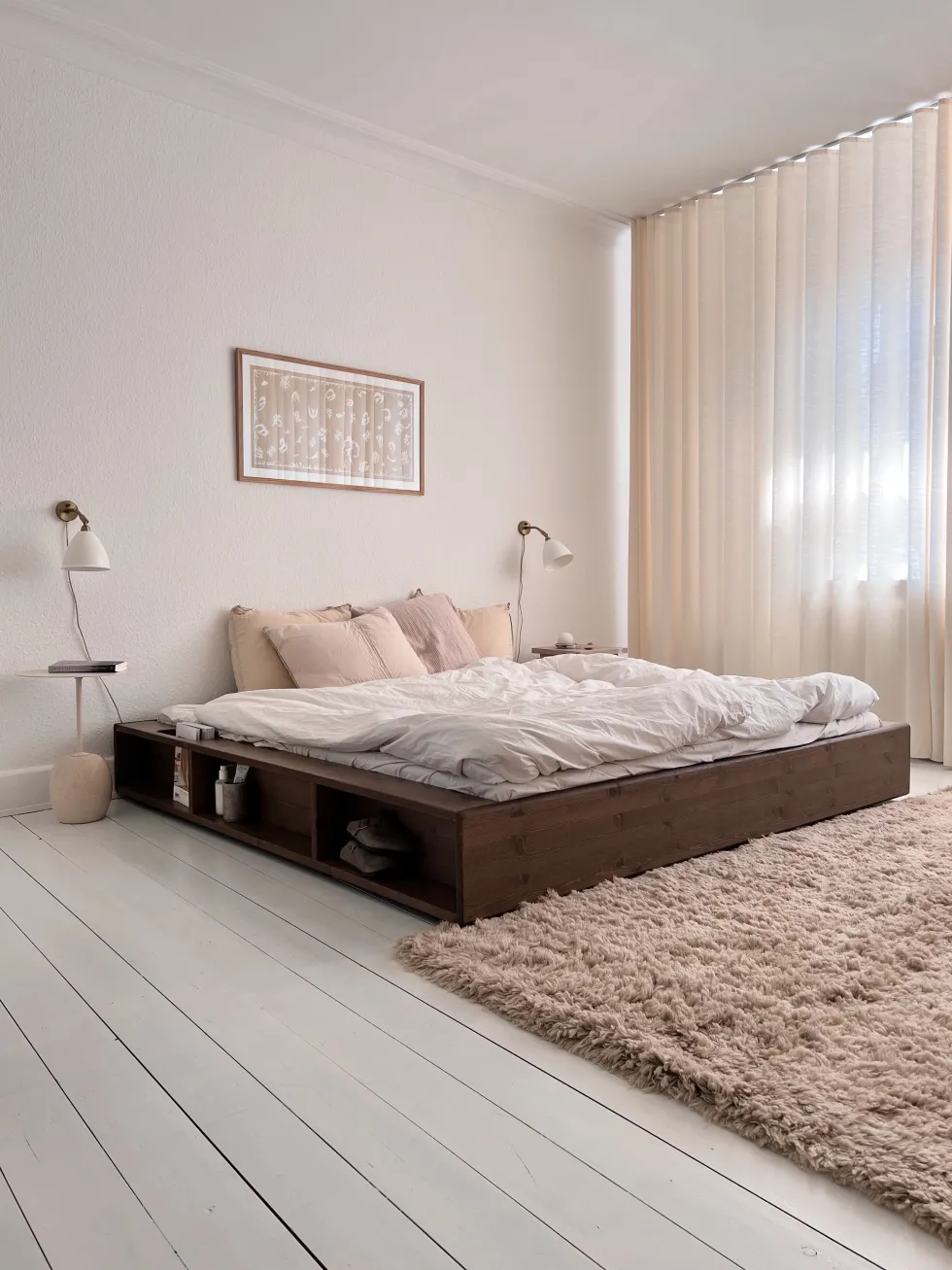 Lit en pin laqué marron foncé et tissu 180 x 200 cm Ziggy - Karup Design