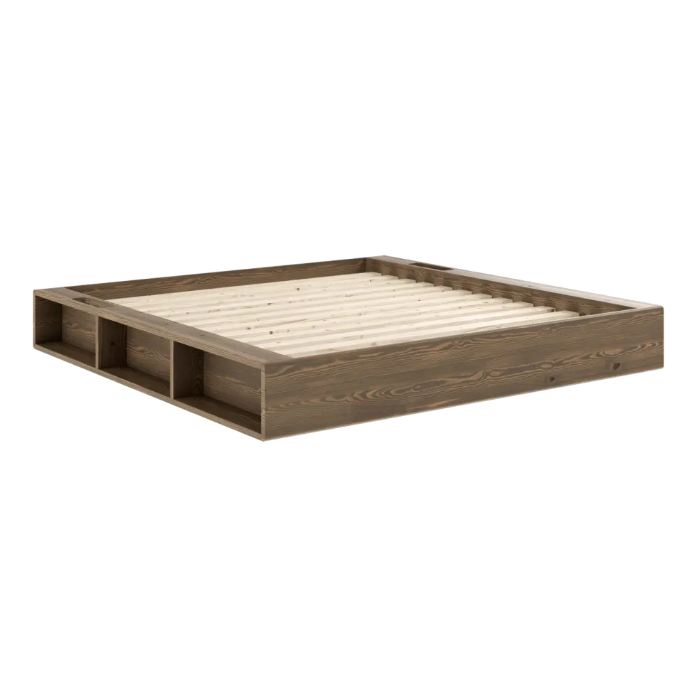 Lit en pin laqué marron foncé et tissu 180 x 200 cm Ziggy - Karup Design