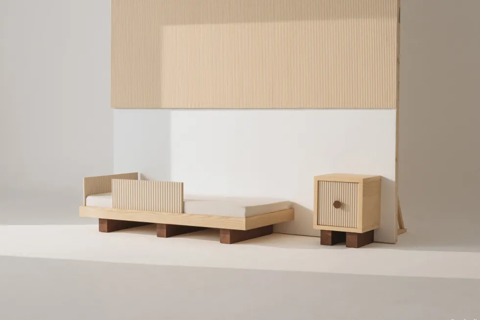 Lit junior en bois massif d'hévéa et frêne naturel 160x70cm Heju x Nobodinoz - Nobodinoz