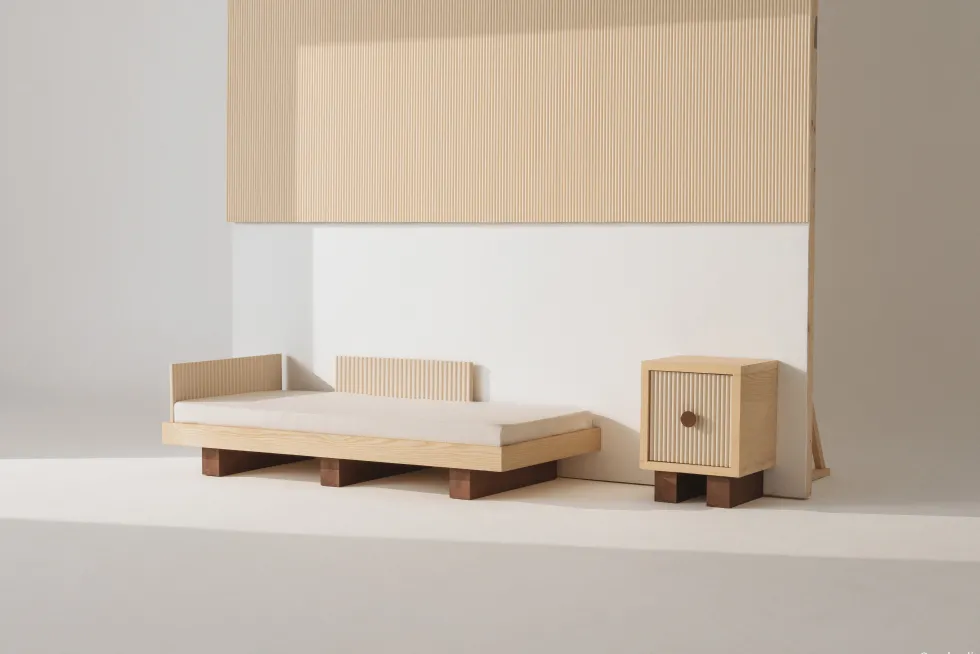 Lit junior en bois massif d'hévéa et frêne naturel 160x70cm Heju x Nobodinoz - Nobodinoz