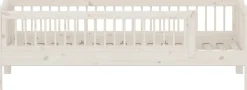 Lit simple avec barrière en pin solide et contreplaqué de bouleau crème 90x200cm Classic - Flexa