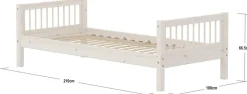 Lit simple en pin solide et contreplaqué de bouleau blanc 90x200cm Classic - Flexa