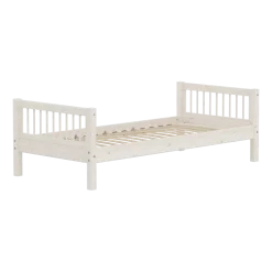 Lit simple en pin solide et contreplaqué de bouleau blanc 90x200cm Classic - Flexa