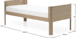 Lit simple pour enfant en bois de chêne 70x150cm Nova - Flexa