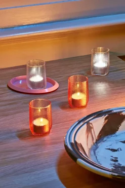 Lot de 2 bougeoirs en verre transparent Tela Votive - HAY