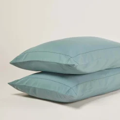 Lot De 2 Taies D'oreiller Anouk Vert De Gris Et Noir - Madura