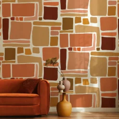 4 lés de papier peint intissé terracotta 192x270cm Dédales - Edito