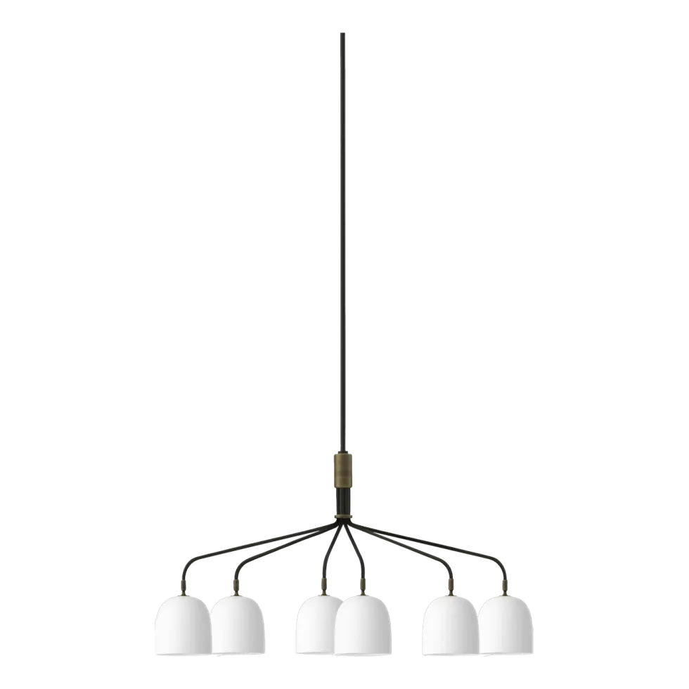 Lustre à 6 bras blanc base noire 16 cm Howard Chandelier - Gubi